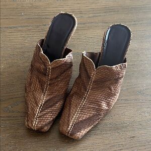 Sesto Meucci Patris Brown Snakeskin Textured Flats Size 6.5